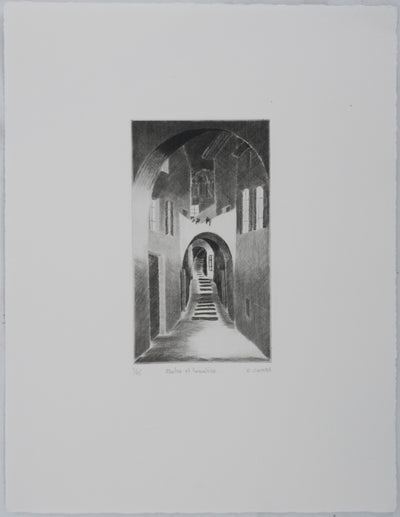 Camille COMBE : Ombre et lumière, Gravure originale signée
