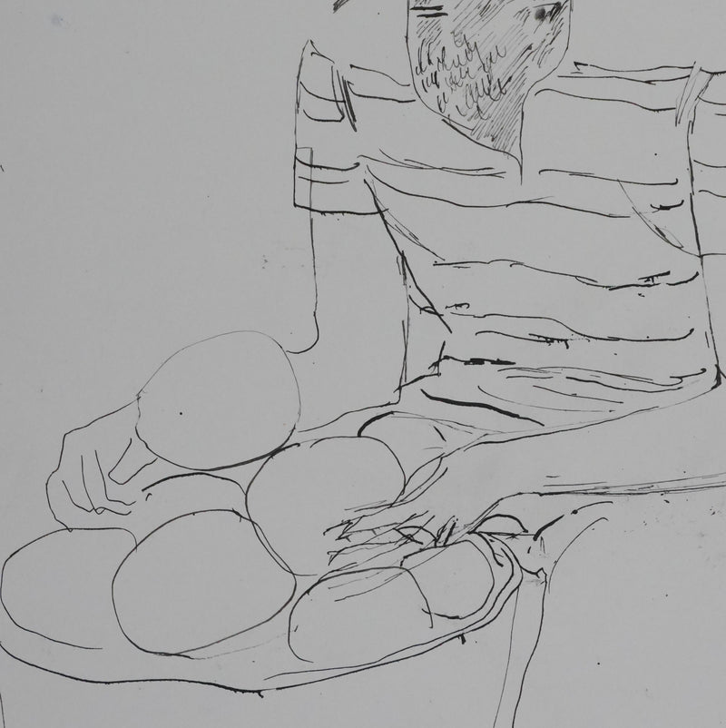 Maurice GENIS : Le vendeur ambulant, Dessin original signé