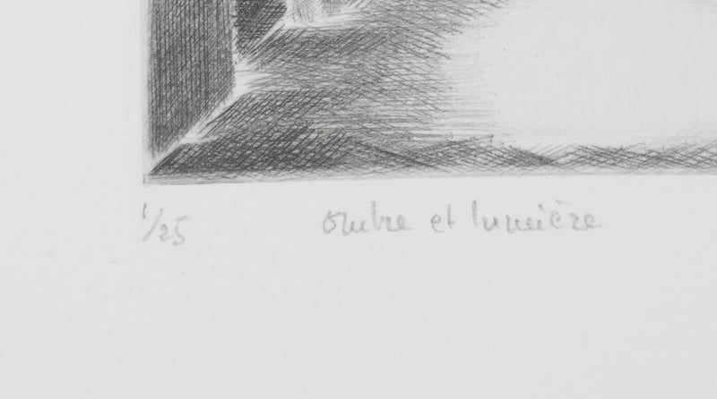 Camille COMBE : Ombre et lumière, Gravure originale signée