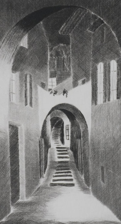Camille COMBE : Ombre et lumière, Gravure originale signée