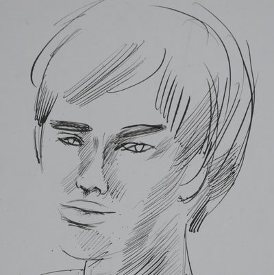 Maurice GENIS : Portrait d'un jeune homme, Dessin original signé