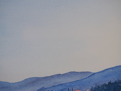 Salomon Alfred BOISECQ : Champs de lavande à Valensole, Aquarelle originale signée
