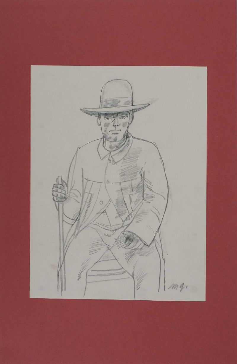 Maurice GENIS : Le berger, Dessin original signé