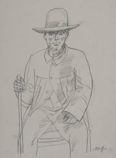 Maurice GENIS : Le berger, Dessin original signé