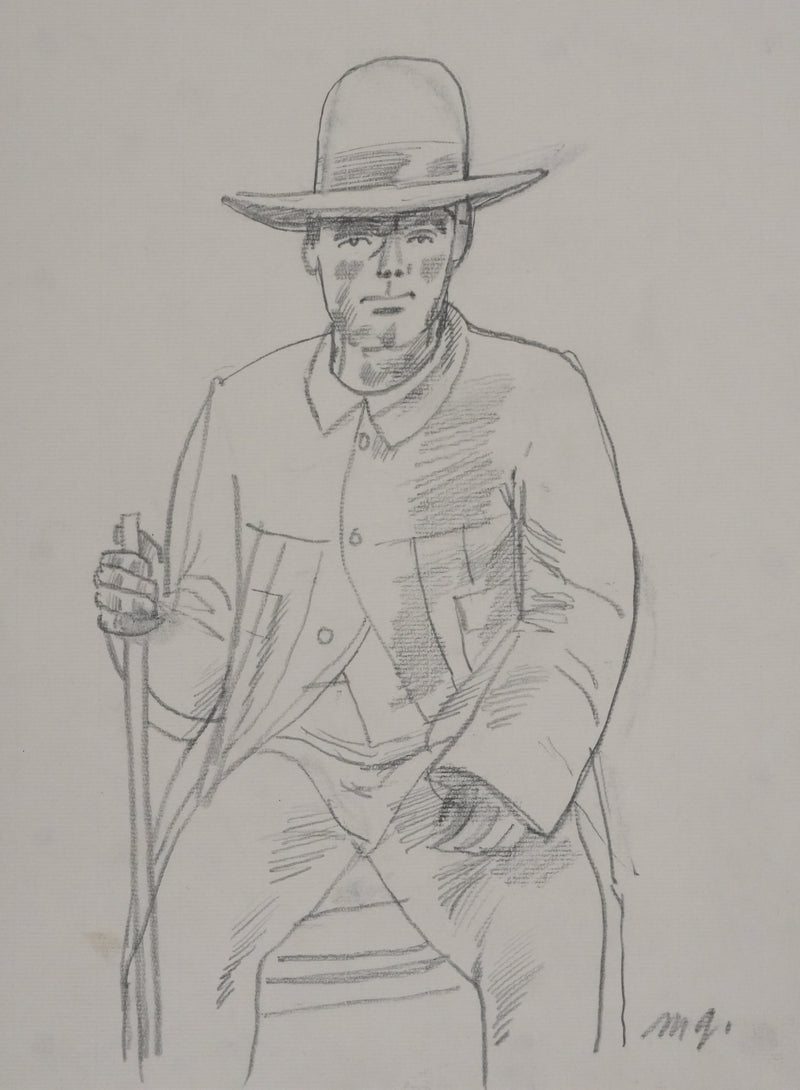 Maurice GENIS : Le berger, Dessin original signé