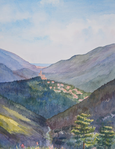 Salomon Alfred BOISECQ : Vue sur Nice, Aquarelle originale signée