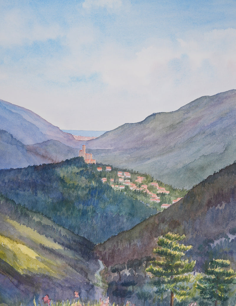 Salomon Alfred BOISECQ : Vue sur Nice, Aquarelle originale signée