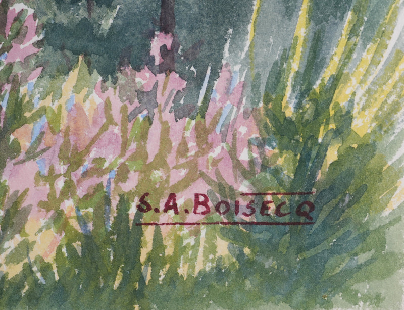 Salomon Alfred BOISECQ : Vue sur Nice, Aquarelle originale signée