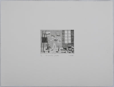 Camille COMBE : La nouvelle palette, Gravure originale signée