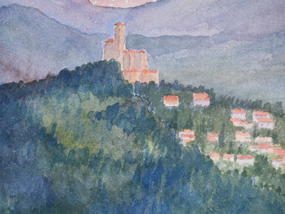 Salomon Alfred BOISECQ : Vue sur Nice, Aquarelle originale signée