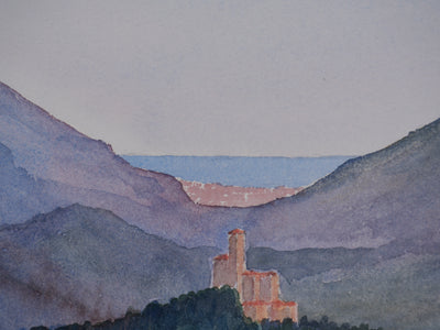 Salomon Alfred BOISECQ : Vue sur Nice, Aquarelle originale signée