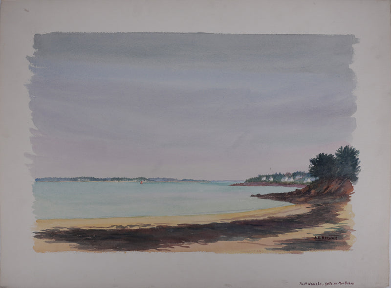 Salomon Alfred BOISECQ : Port Navalo, Aquarelle originale signée