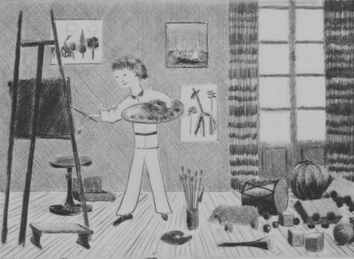 Camille COMBE : La nouvelle palette, Gravure originale signée