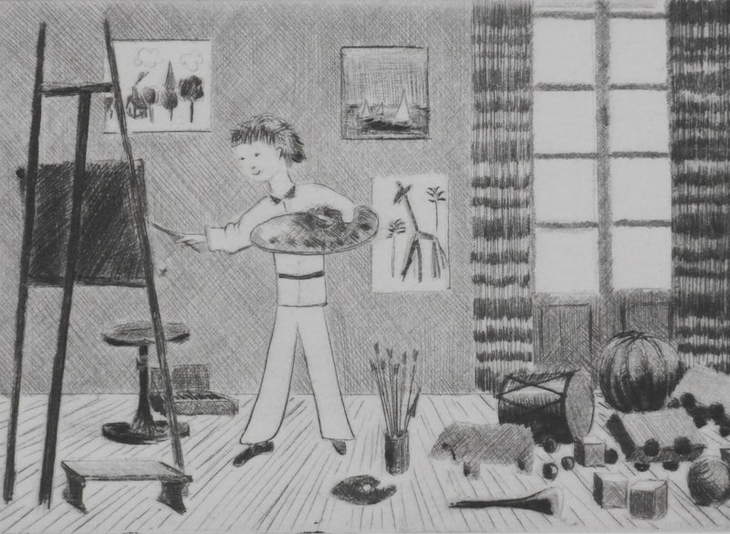 Camille COMBE : La nouvelle palette, Gravure originale signée