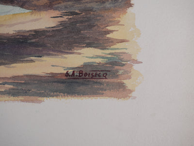 Salomon Alfred BOISECQ : Port Navalo, Aquarelle originale signée