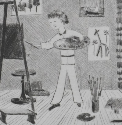 Camille COMBE : La nouvelle palette, Gravure originale signée
