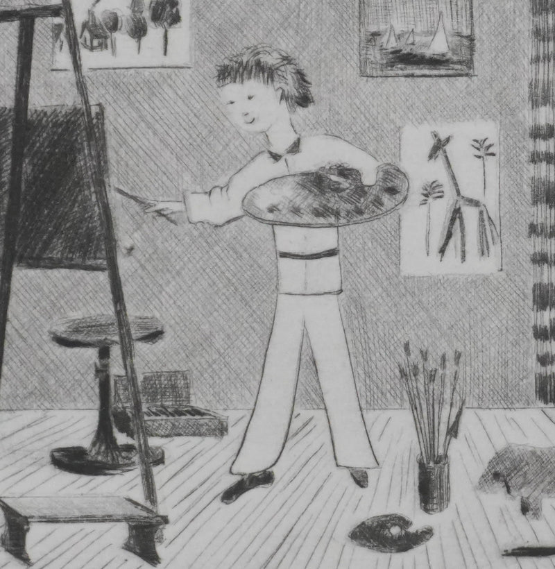 Camille COMBE : La nouvelle palette, Gravure originale signée