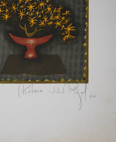 Jacques Jean Joachim RIGAL : Ikebana, Composition florale japonaise, Gravure originale signée
