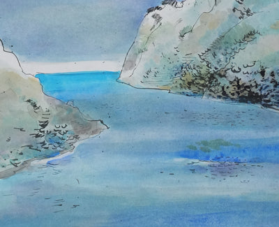 Maurice GENIS : Après-midi à la mer, Aquarelle originale signée