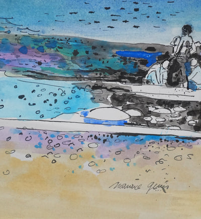 Maurice GENIS : Après-midi à la mer, Aquarelle originale signée