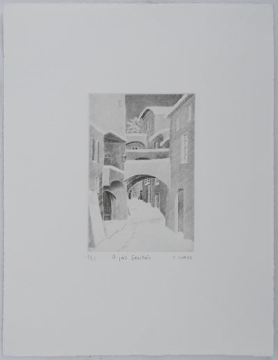 Camille COMBE : A pas feutrés, Gravure originale signée