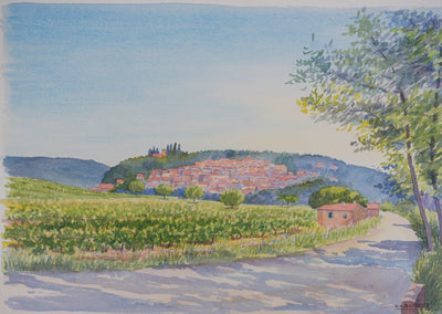 Salomon Alfred BOISECQ : Les vignes de Barjols, Aquarelle originale signée