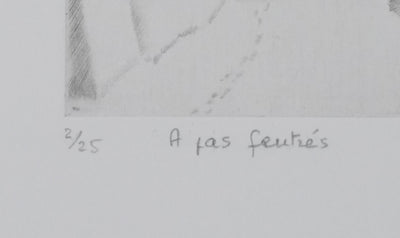 Camille COMBE : A pas feutrés, Gravure originale signée