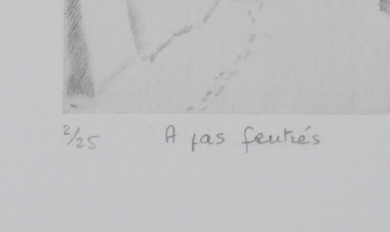 Camille COMBE : A pas feutrés, Gravure originale signée