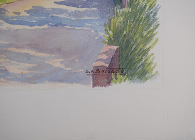 Salomon Alfred BOISECQ : Les vignes de Barjols, Aquarelle originale signée