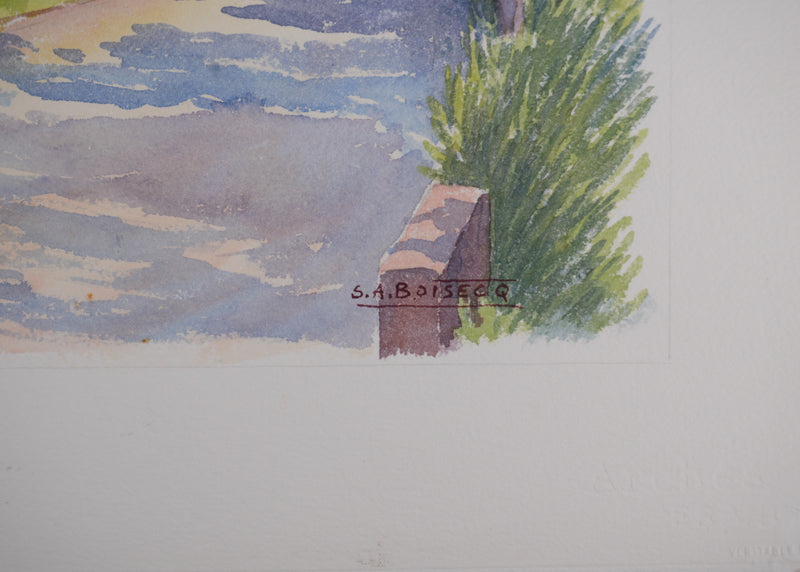 Salomon Alfred BOISECQ : Les vignes de Barjols, Aquarelle originale signée