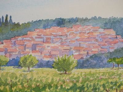 Salomon Alfred BOISECQ : Les vignes de Barjols, Aquarelle originale signée