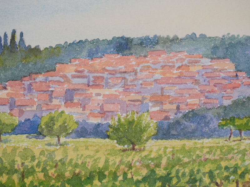 Salomon Alfred BOISECQ : Les vignes de Barjols, Aquarelle originale signée