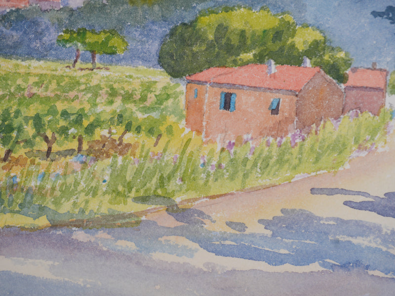 Salomon Alfred BOISECQ : Les vignes de Barjols, Aquarelle originale signée