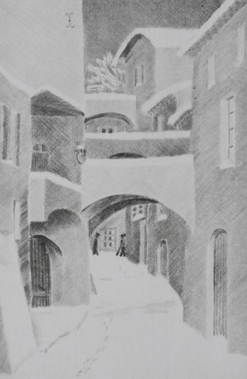 Camille COMBE : A pas feutrés, Gravure originale signée