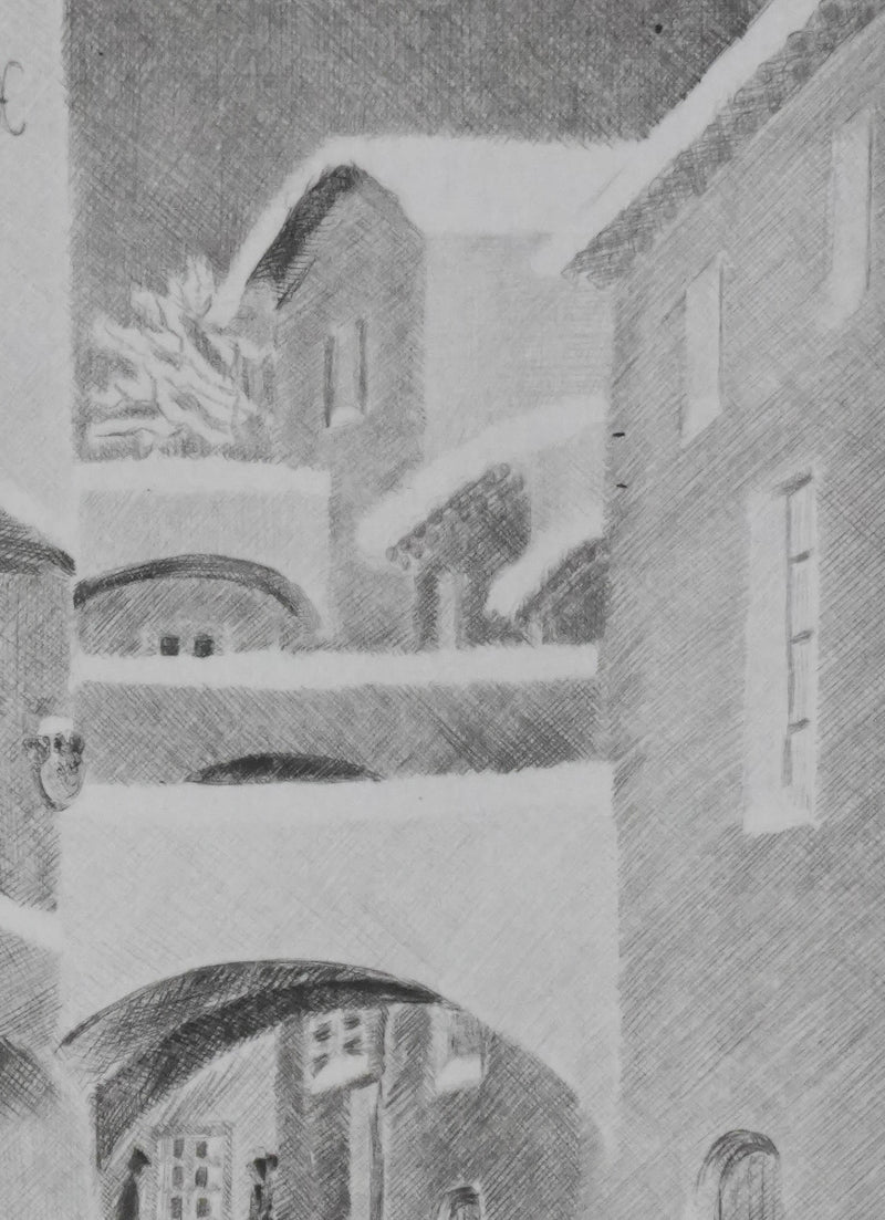 Camille COMBE : A pas feutrés, Gravure originale signée