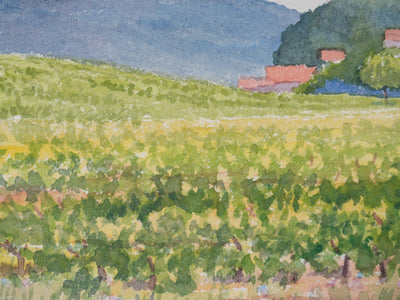 Salomon Alfred BOISECQ : Les vignes de Barjols, Aquarelle originale signée
