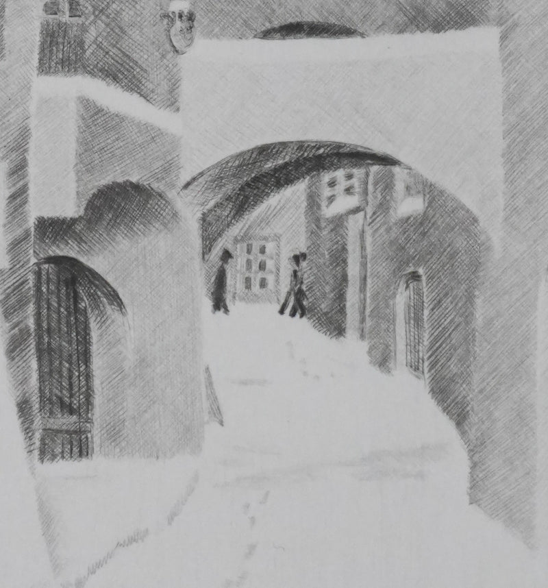 Camille COMBE : A pas feutrés, Gravure originale signée