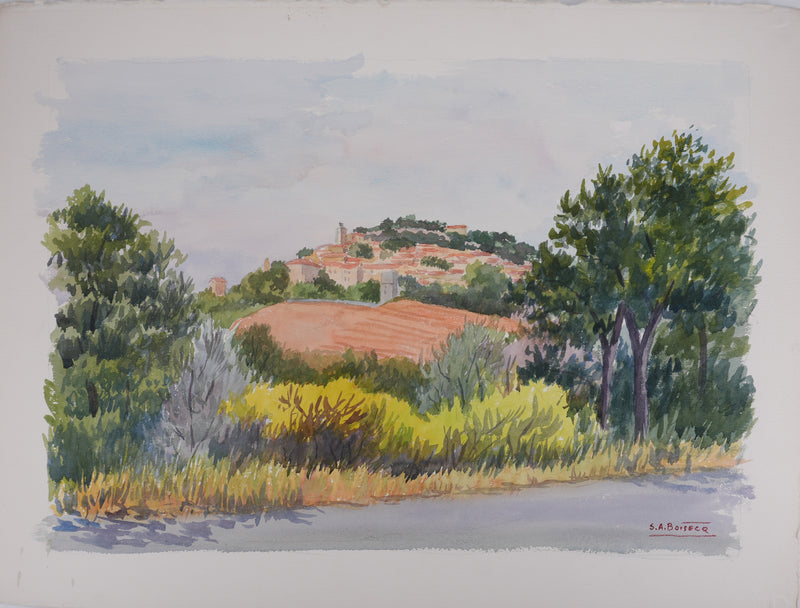 Salomon Alfred BOISECQ : Sur les routes de Provence, Aquarelle originale signée