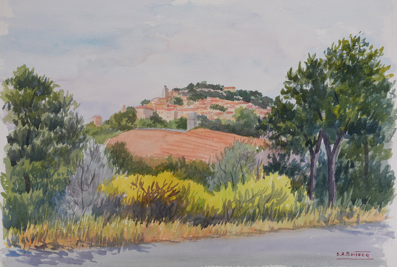 Salomon Alfred BOISECQ : Sur les routes de Provence, Aquarelle originale signée