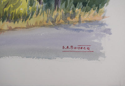 Salomon Alfred BOISECQ : Sur les routes de Provence, Aquarelle originale signée