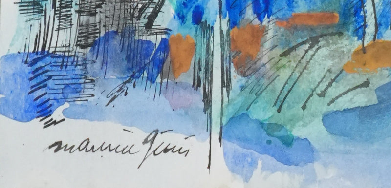 Maurice GENIS : Les petites maisons cachées, Aquarelle originale signée