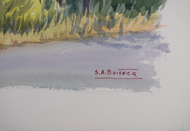 Salomon Alfred BOISECQ : Sur les routes de Provence, Aquarelle originale signée