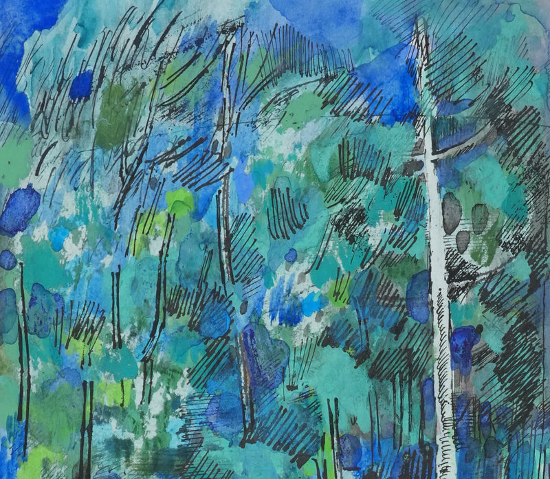 Maurice GENIS : Les petites maisons cachées, Aquarelle originale signée