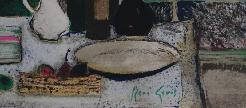René GENIS : Nature morte nocturne, Lithographie originale signée