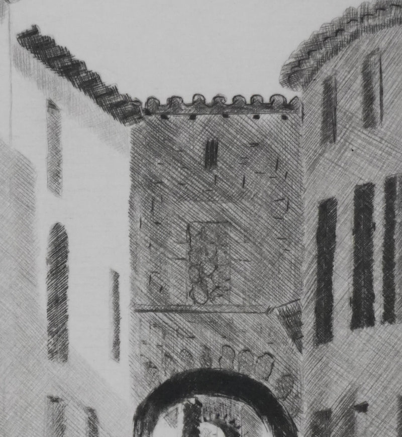 Camille COMBE : Par les ruelles, Gravure originale signée