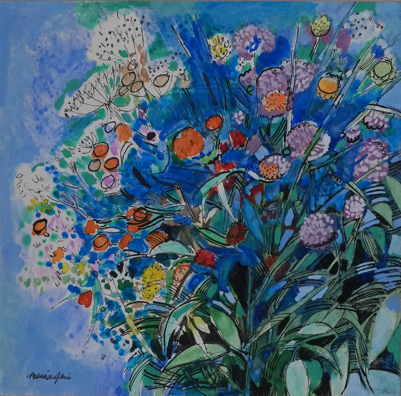 Maurice GENIS : Composition florale, Aquarelle originale signée