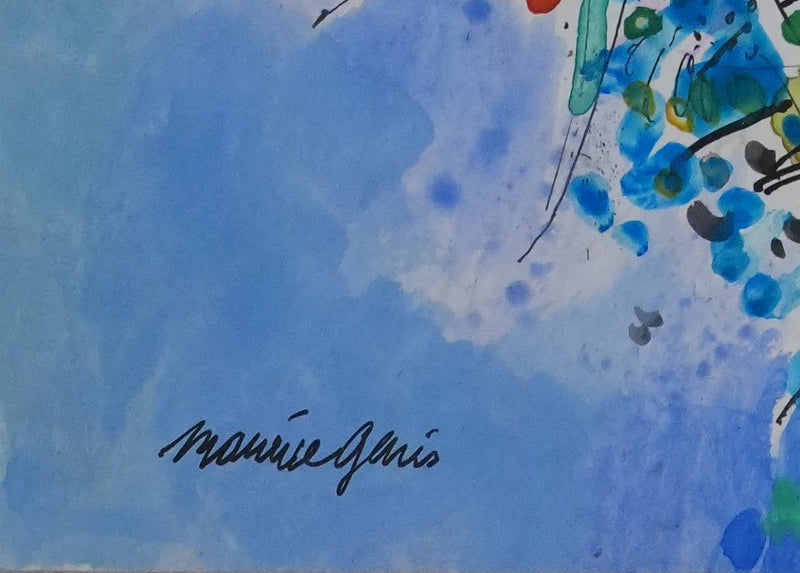 Maurice GENIS : Composition florale, Aquarelle originale signée