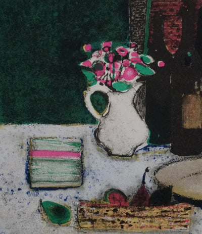 René GENIS : Nature morte nocturne, Lithographie originale signée