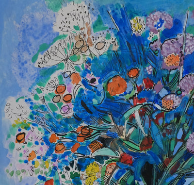 Maurice GENIS : Composition florale, Aquarelle originale signée