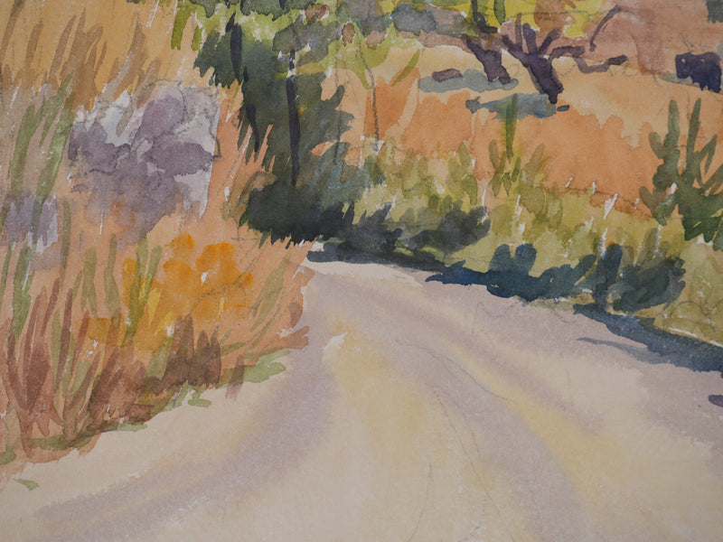 Salomon Alfred BOISECQ : Sur les hauteurs de Artignosc, Aquarelle originale signée